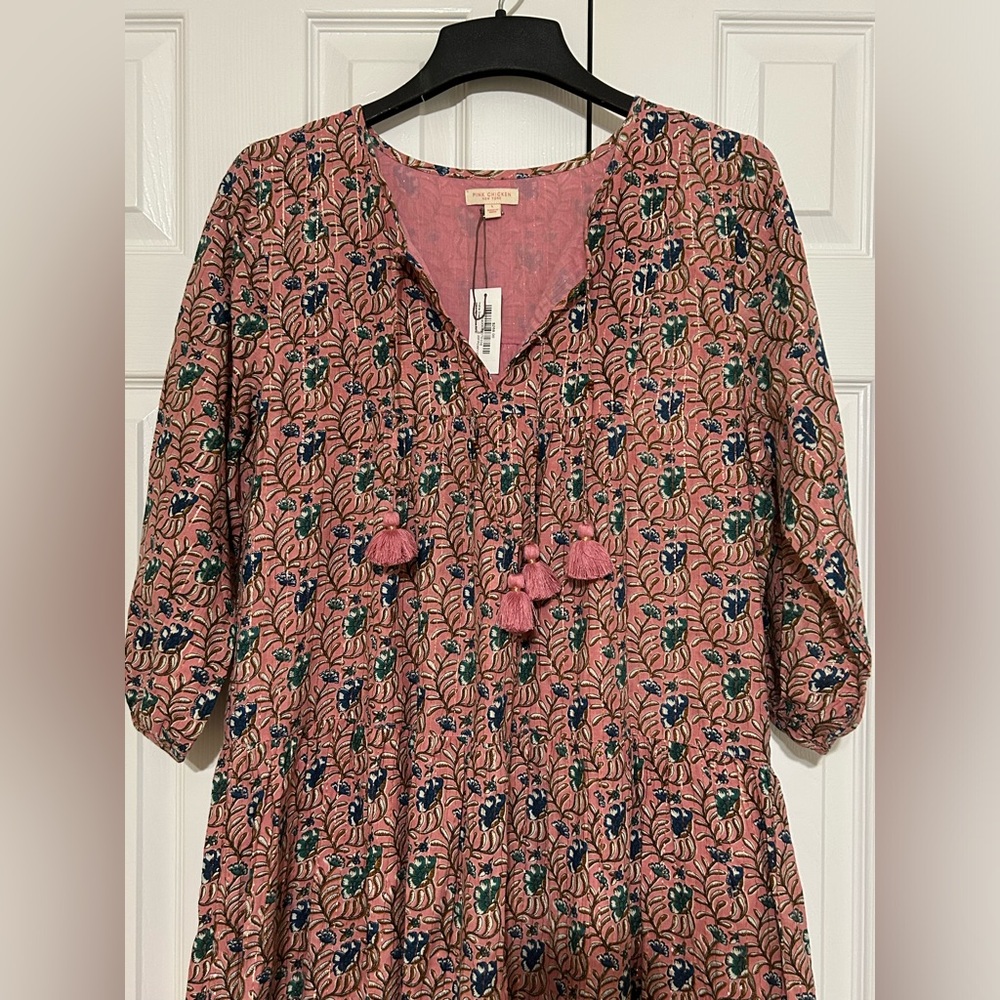 pink chicken indira dress Mauveglow vine floral - Picture 2 of 6